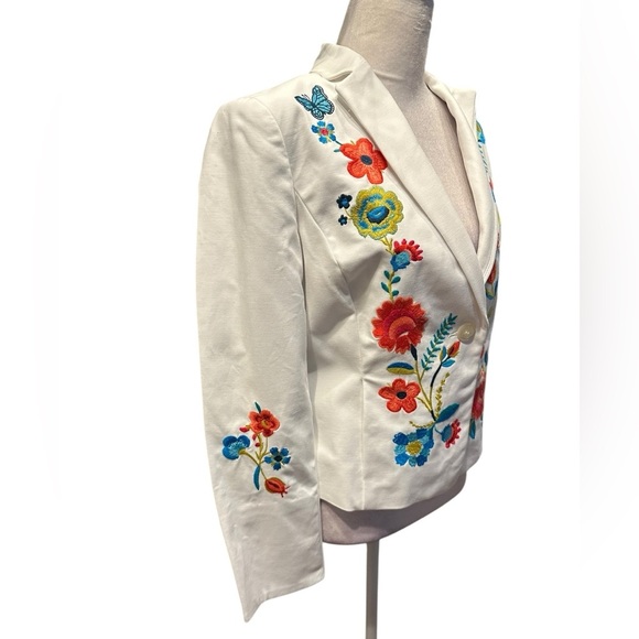Etcetera Floral Embroidered White Jacket size 4 - Picture 5 of 11
